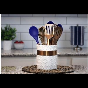 Ceramic Utensil Holder Crock 6” x 7”- Home Decor